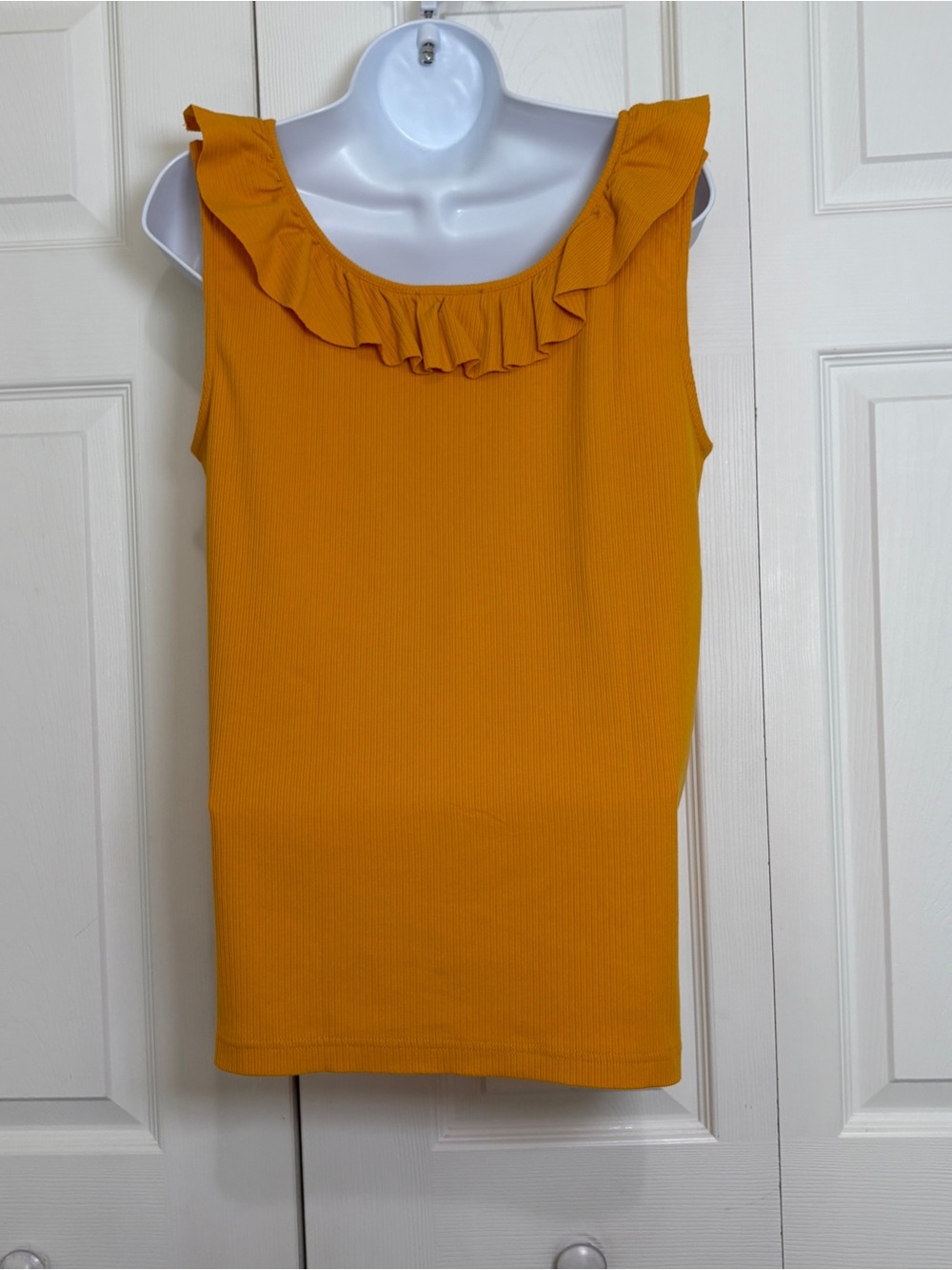 J.Crew Yellow Ruffled Ribbed Sleeveless Tank Top - Picture 3 of 8